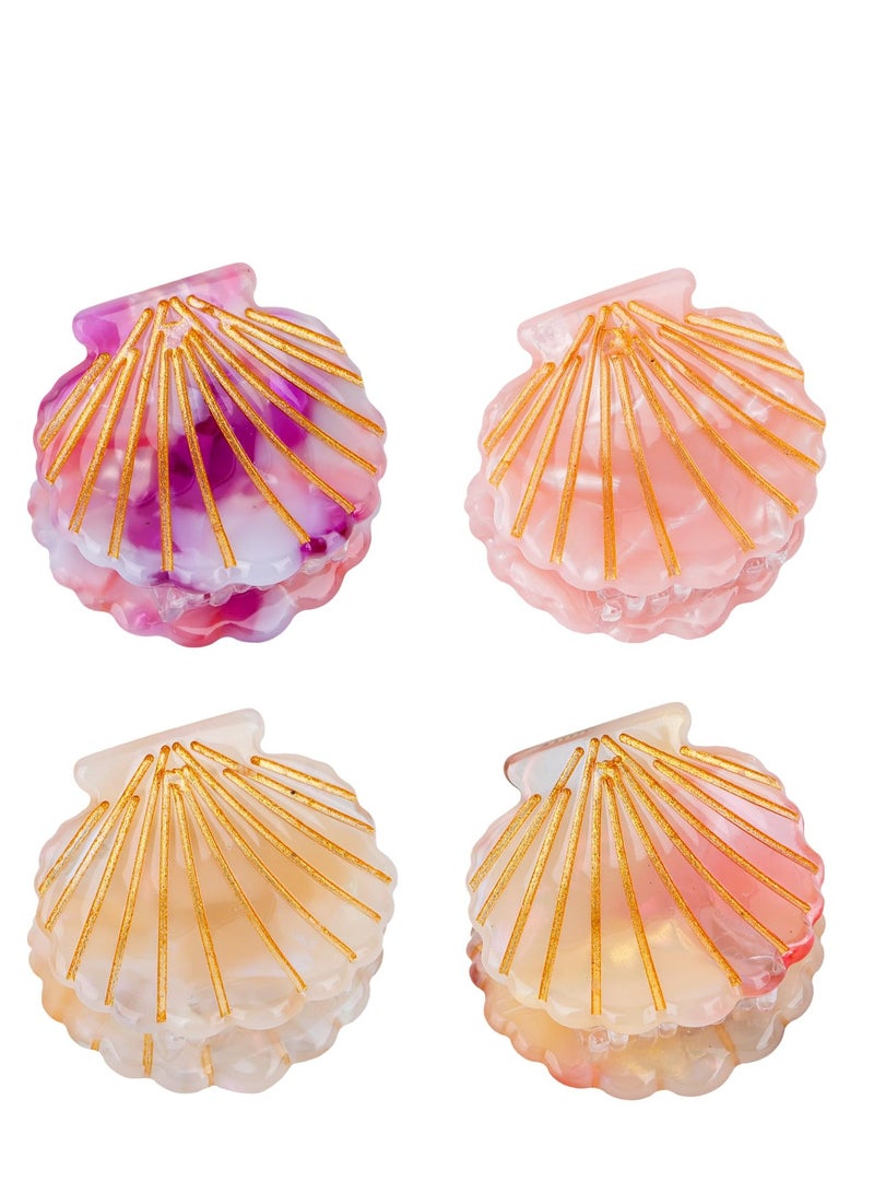 Excefore 4 Pcs Seashell Hair Claw Clips Small Seashell Hair Clips Shell Hair Clip Mini Claw Clips Shell Claw Clip Beach Party Mermaid Hair Accessories Mermaid Birthday Decoration - Image 1