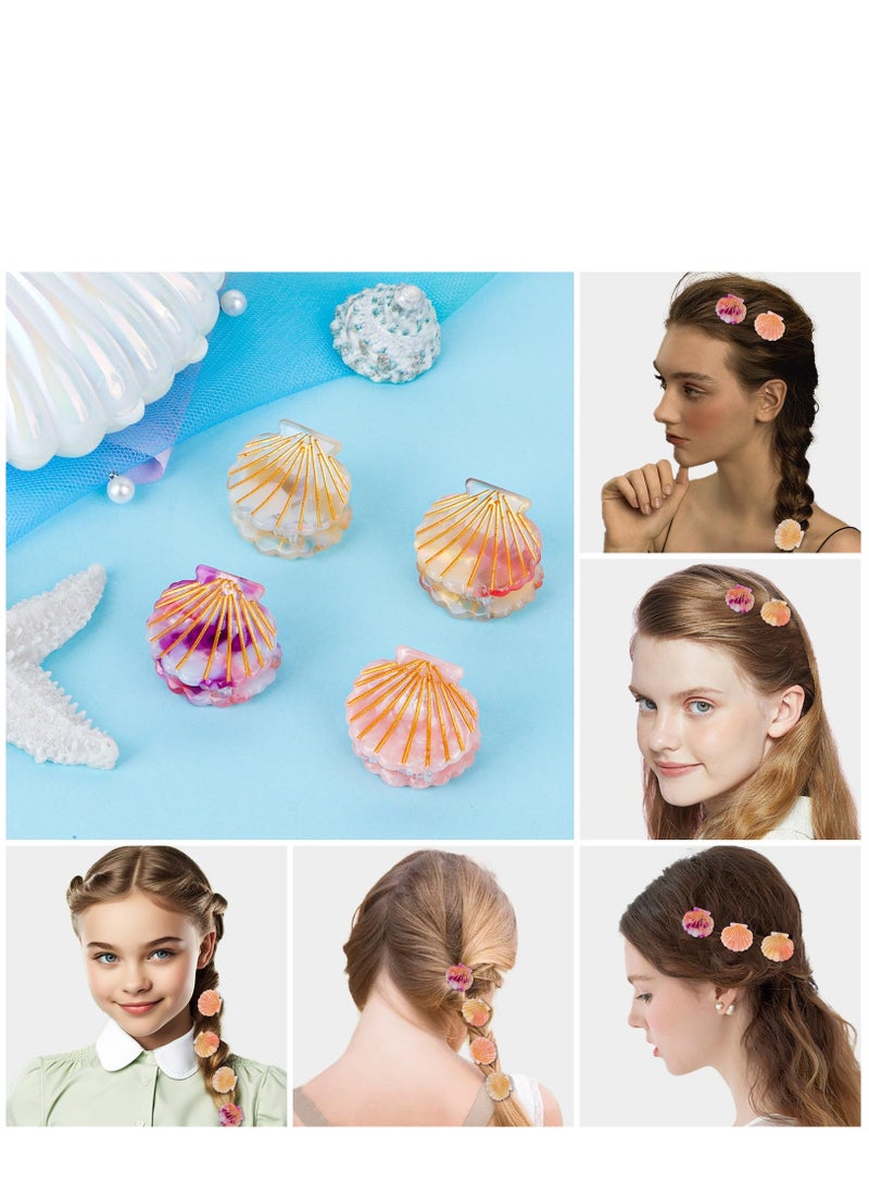 Excefore 4 Pcs Seashell Hair Claw Clips Small Seashell Hair Clips Shell Hair Clip Mini Claw Clips Shell Claw Clip Beach Party Mermaid Hair Accessories Mermaid Birthday Decoration - Image 3