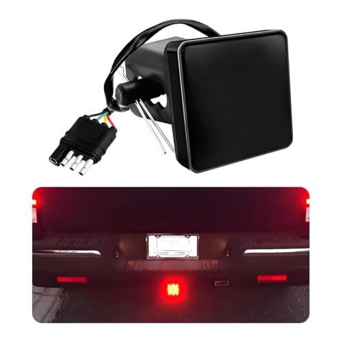 MUQIDA 15 LED Brake Light Trailer Hitch Cover Super Bright Automotive Lens Square Tail Light Waterproof Tow Hitch Brake Turn Lights Universal Fit 2 Receiver Car Accessories - Image 1