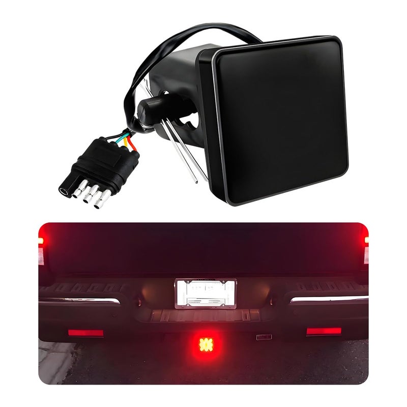 MUQIDA 15 LED Brake Light Trailer Hitch Cover Super Bright Automotive Lens Square Tail Light Waterproof Tow Hitch Brake Turn Lights Universal Fit 2 Receiver Car Accessories - Image 3