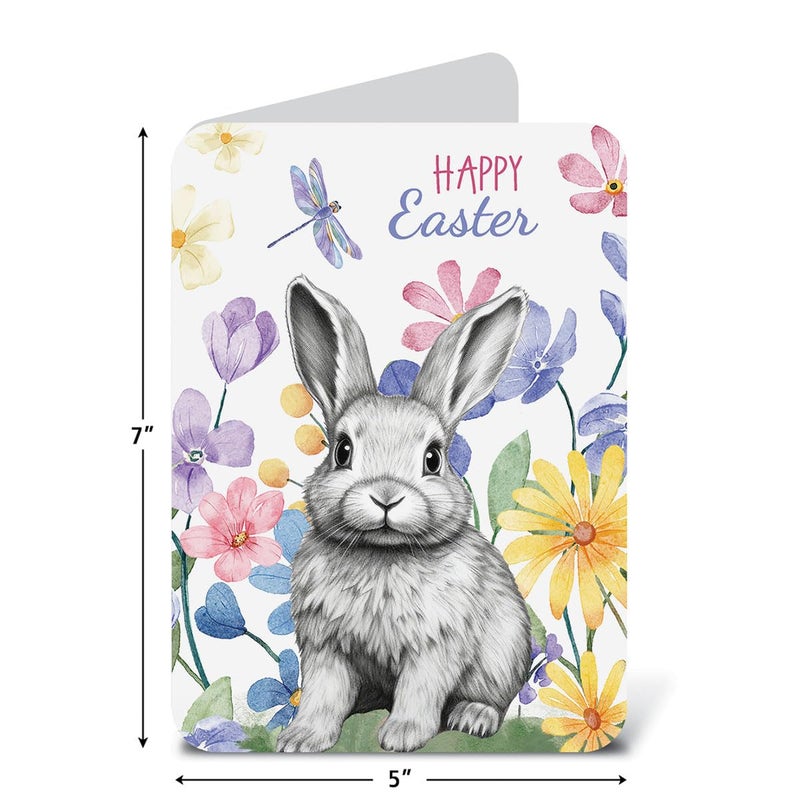 Current Bunny Flower Patch Diecut Easter Cards - Set of 8, 5" x 7", Envelopes Included - Image 2