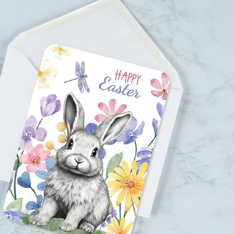 Current Bunny Flower Patch Diecut Easter Cards - Set of 8, 5" x 7", Envelopes Included - Image 4