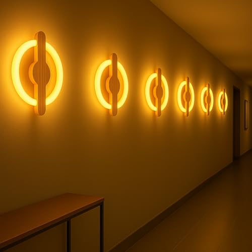 Lamp master Wooden Ring LED Wall Lamp | 2-in-1 Rotatable Wall Mounting Design | Decorative Wall Sconce for Bedroom, Living Room, Office, Hotels & Restaurants | Warm White Glow | Modern Home Decor - Image 1