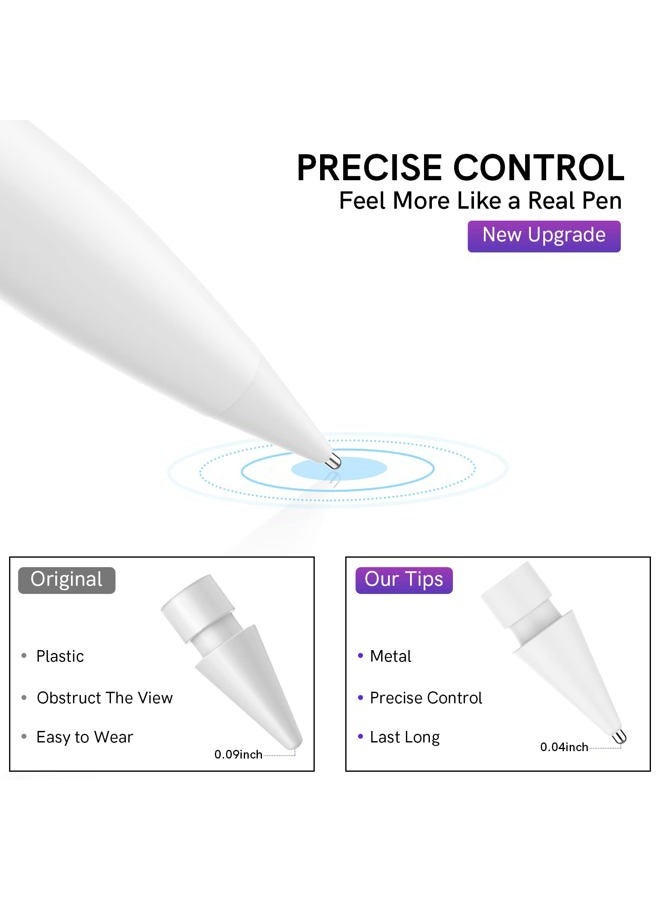 Delidigi Pencil Tips for Apple Pencil 2nd 1st Gen, Apple Pencil Pro & USB-C, Upgraded Metal Wear-Resistant Pen Like Tips, Fine Point Precise Control Tips for Apple Pencil - Image 4