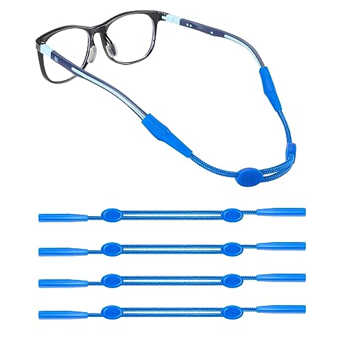 Omnful Kids Eyeglasses Strap(8-12inch)- Adjustable Glasses Straps Sports Eyewear Retainers Glasses Holder for Kids Men Women- No Tail Sunglasses Straps for Girls and Boys 5-16 Years (4pcs Blue) - Image 1