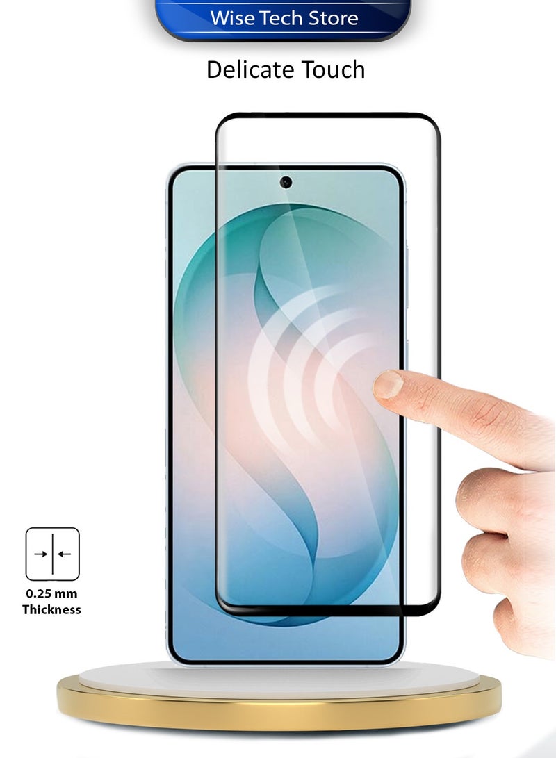 دبليو تيك واقي شاشة زجاجي مقسى كامل الالتصاق كامل الغطاء لجهاز سامسونج S26 5G 2026 بريميوم إيدج-برو (MSGPCN) - شفاف/أسود - Image 3