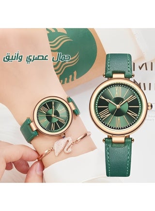 Women's Leather Watch Fashion Simple Elegant Quartz Watches with Circular Dial & Leather Strap Waterproof Dress Wrist Watches for Ladies as Gifts - view 2