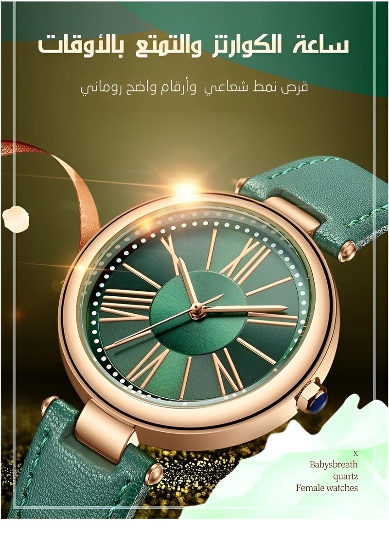REOCLE Women's Leather Watch Fashion Simple Elegant Quartz Watches with Circular Dial & Leather Strap Waterproof Dress Wrist Watches for Ladies as Gifts  - Image 3