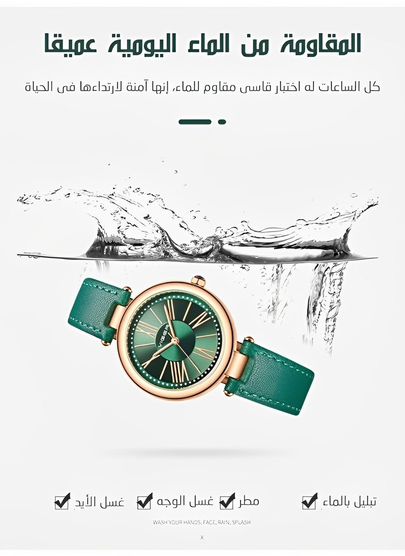 REOCLE Women's Leather Watch Fashion Simple Elegant Quartz Watches with Circular Dial & Leather Strap Waterproof Dress Wrist Watches for Ladies as Gifts  - Image 5