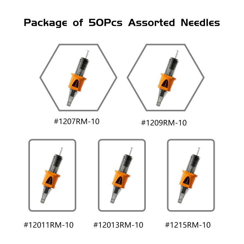 BIGWASP Energy Tattoo Cartridge Needles 50pcs Assorted Finger Ledge Tattoo Needle Round Magnum 0.35mm Mixed #12 Standard RM (7RM 9RM 11RM 13RM 15RM) for Tattoo Machine - Image 2