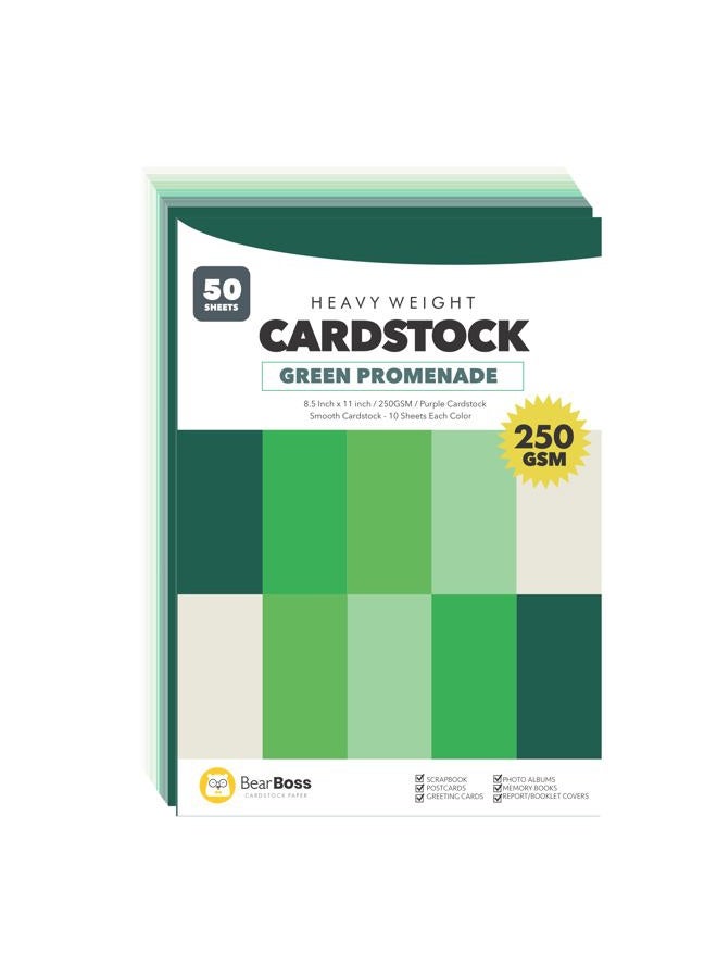 BearBoss Green Colored Cardstock Thick Paper 50 Sheets, 8.5" x 11" Heavyweight 92lb Cover Card Stock for Crafts and DIY Cards Making - Image 1