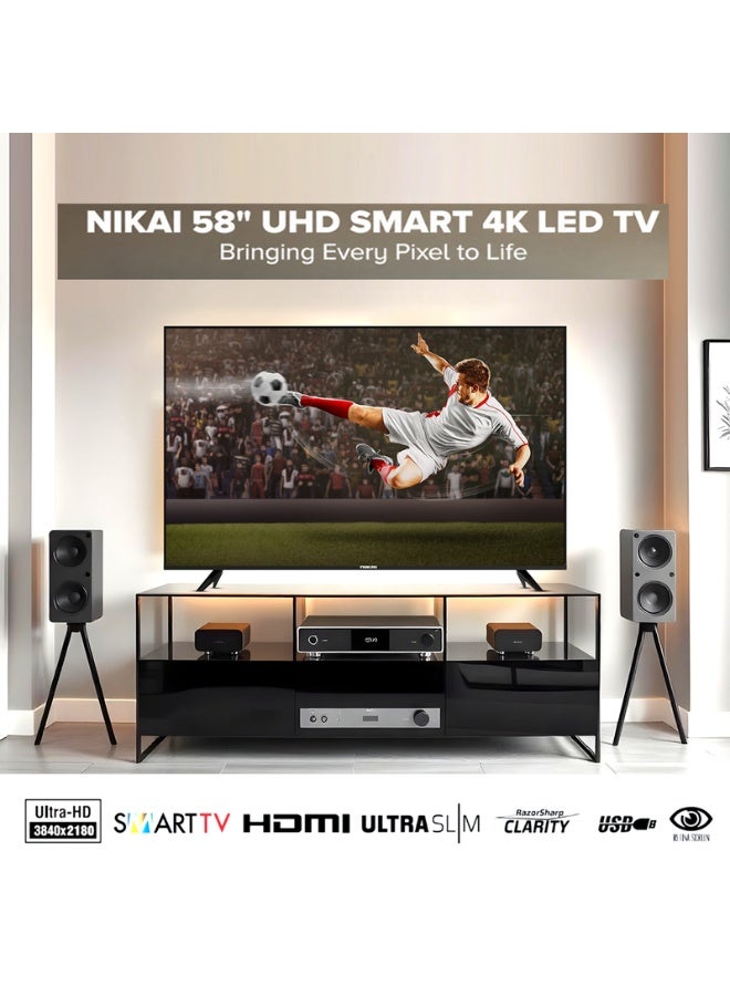 نيكاي تلفزيون نيكاي ذكي LED مقاس 58 بوصة بدقة 4K UHD | نظام أندرويد | تطبيقات ذكية تشمل تويتر وفيسبوك وسكايب | واي فاي وDLNA مدمجان | 3 منافذ HDMI و2 USB | معالج رباعي النواة | معدل تحديث 60 هرتز | ضمان سنتين | UHD60SLED1-A / UHD60SLED2 / UHD60SLED-FL Gamut UHD60SLED1-A/UHD60SLED2/UHD60SLED-FL أسود - Image 2