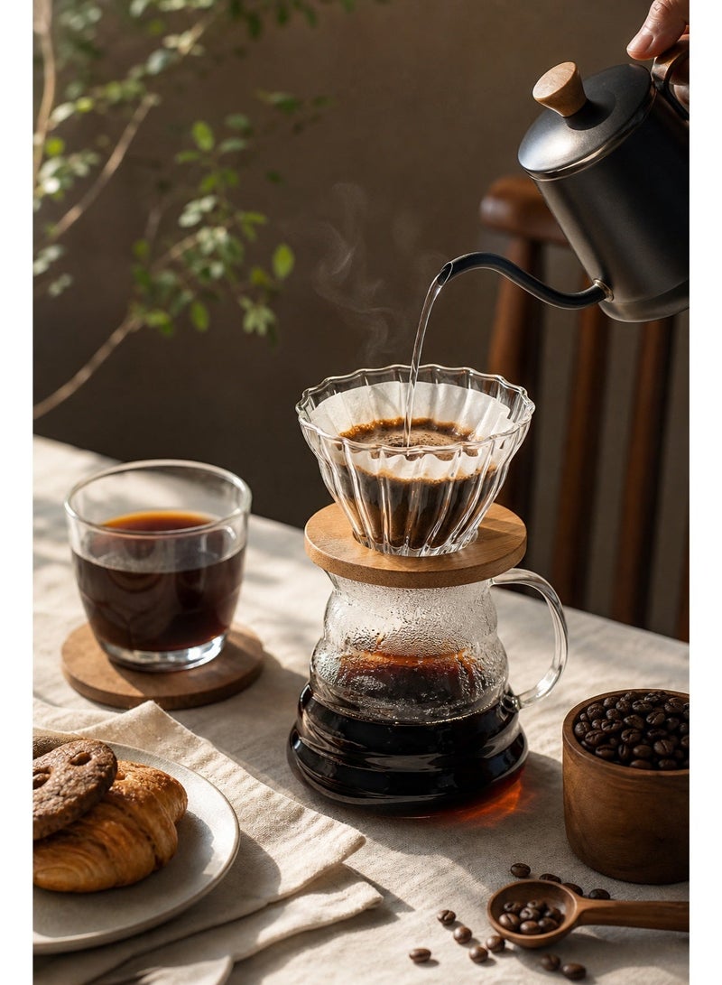 Pour-Over Coffee Maker, Pour Over Coffee Pot with Precision Narrow Spout, High Borosilicate Glass, Car Magnetic Compatible, Pour Over Style, Suitable for Home, Office & Car, Ideal for Coffee Enthusiasts, Quality Young Users & Women Pursuing Exquisite Life, (600ML) - Image 2