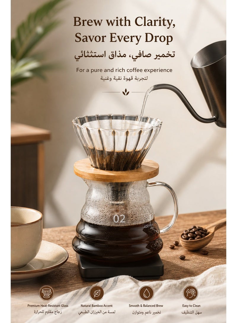 Pour-Over Coffee Maker, Pour Over Coffee Pot with Precision Narrow Spout, High Borosilicate Glass, Car Magnetic Compatible, Pour Over Style, Suitable for Home, Office & Car, Ideal for Coffee Enthusiasts, Quality Young Users & Women Pursuing Exquisite Life, (600ML) - Image 1