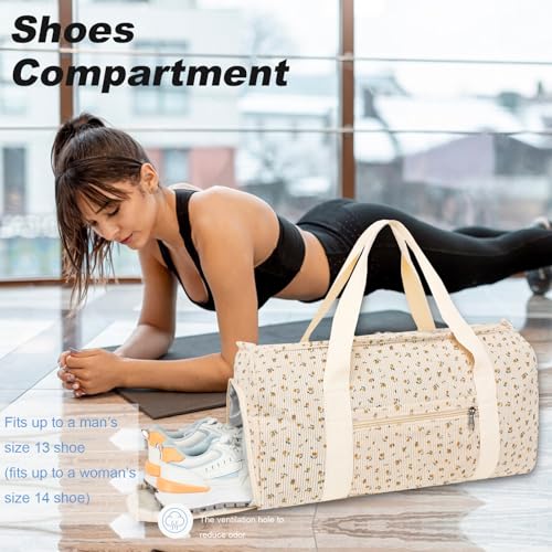 BTOOP Duffle Bag for Gym Sports Women Girls Workout Travel Bag Weekender with Shoe Compartment and Wet Pocket - Image 4
