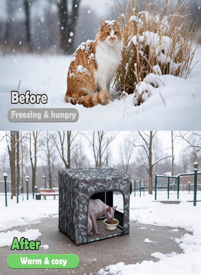 LoopTime Outdoor Cat House Weatherproof Feeding Station for Food & Water,Large Clawsable Cat Houses for Outdoor Cats,Waterproof Kitty Dining Room Cats Shelter for Stray,Feral & Community Cats (Green) - Image 4