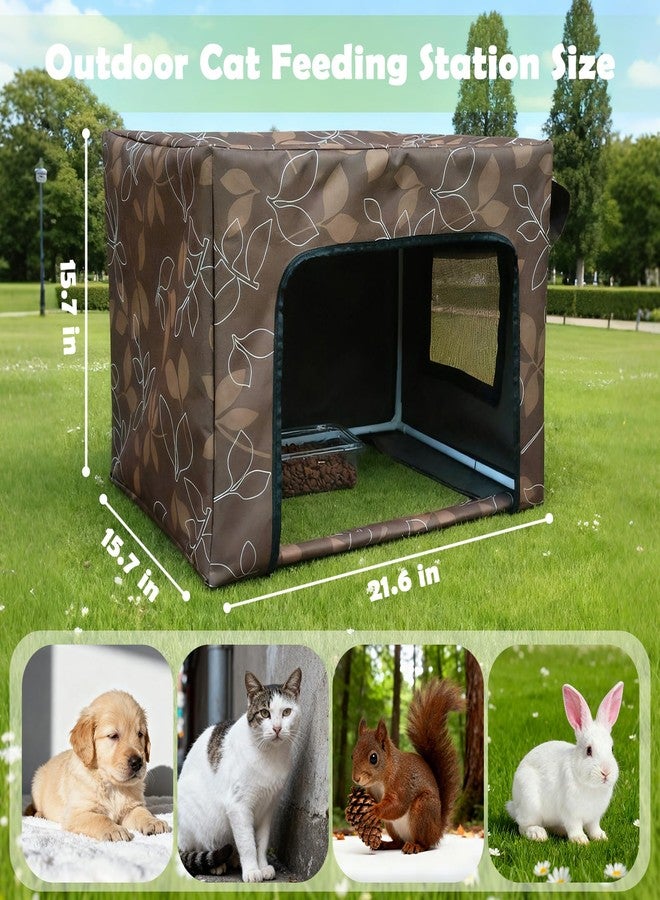 LoopTime Outdoor Cat House Weatherproof Feeding Station for Food & Water,Large Clawsable Cat Houses for Outdoor Cats,Waterproof Kitty Dining Room Cats Shelter for Stray,Feral & Community Cats (Green) - Image 2
