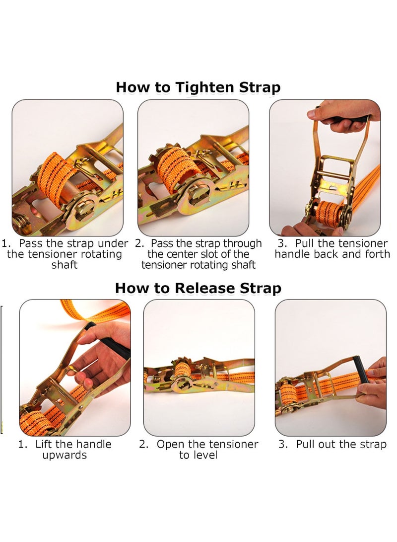 Soofam 4Pcs 2 Inch Ratchet Straps Heavy Duty 20ft Tie Down Straps Ratchet with Double J Hook, Ratchet Straps For Carrying Goods, Trucks, Trailers, Motorcycles, Kayaks, And On The Roof  - Image 3