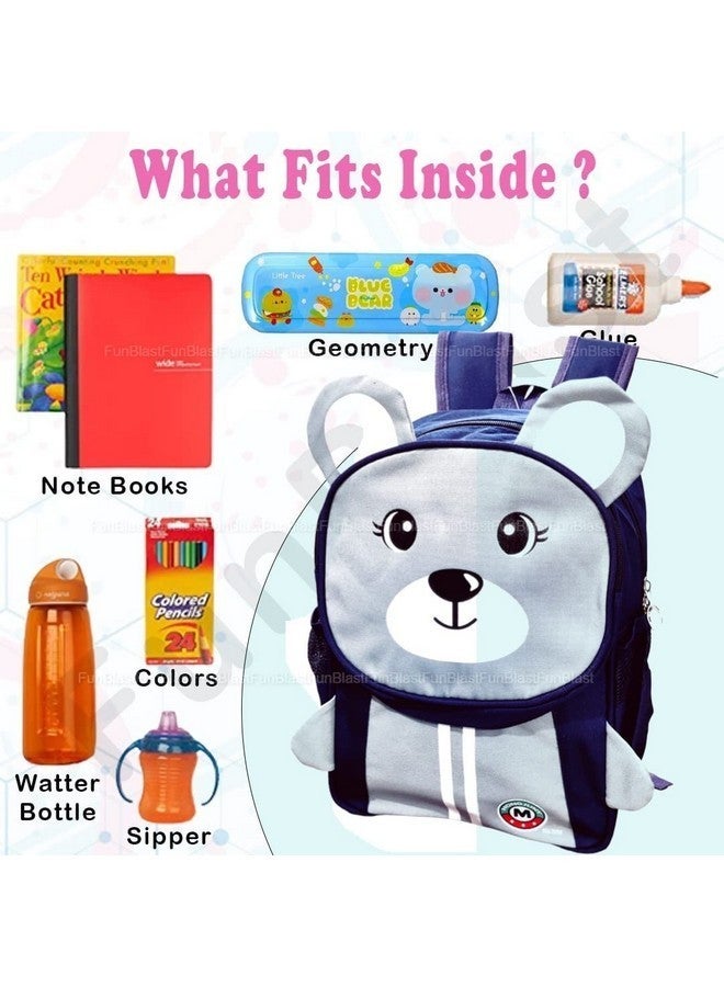 FunBlast School Bag for Boys and Girls - Kids School Bag for 3-7 Years old Kids Boys Girls, Cartoon print Lightweight Bagpack for School Going Children, Picnic Bags for Kids (Bear-Grey) - Image 2