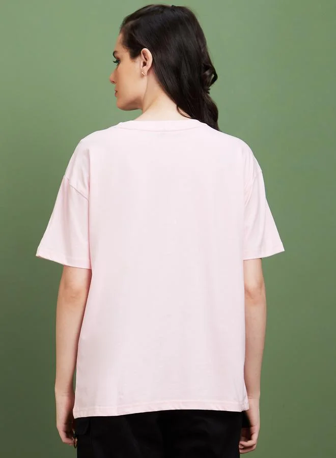 globus Globus Slogan Print Round Neck Cotton Boxy Fit T-Shirt