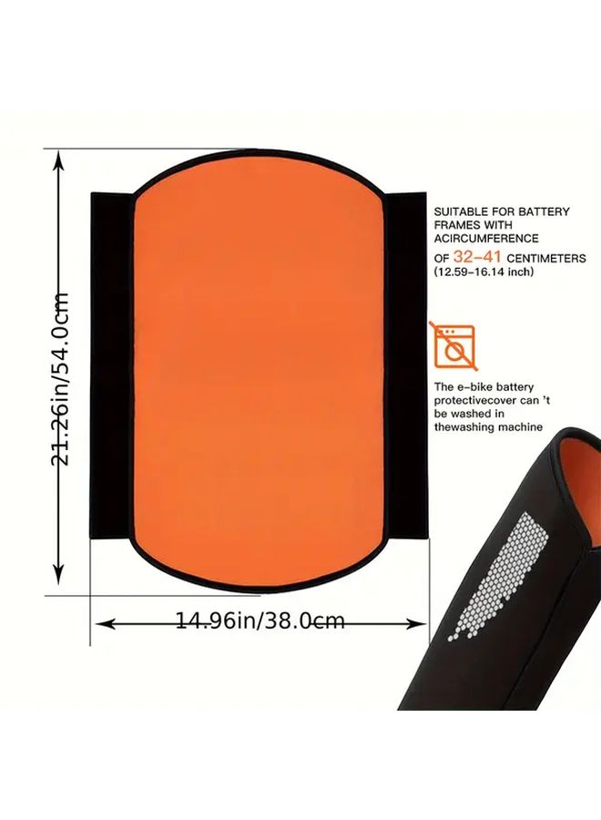 Waterproof And Cold Proof Neoprene E Bike Battery Cover Black And Orange Reflective Safety Design For Winter Night Riding Large Tire Bike Compatible Dustproof Protective Case With Hand Wash Care High Visibility Accessory Weather Resistant Material For Outdoor Enthusiasts - Image 3
