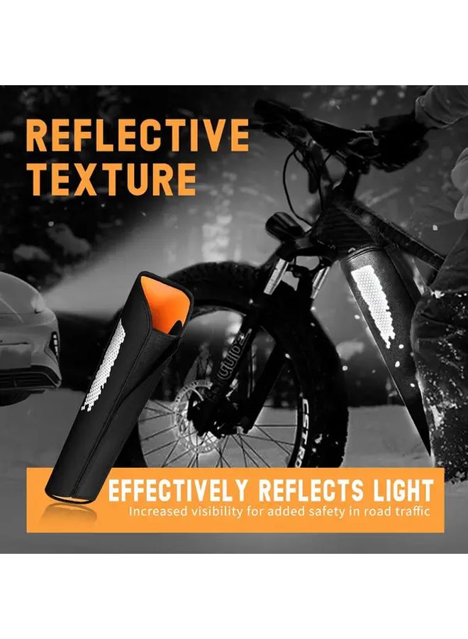Waterproof And Cold Proof Neoprene E Bike Battery Cover Black And Orange Reflective Safety Design For Winter Night Riding Large Tire Bike Compatible Dustproof Protective Case With Hand Wash Care High Visibility Accessory Weather Resistant Material For Outdoor Enthusiasts - Image 1