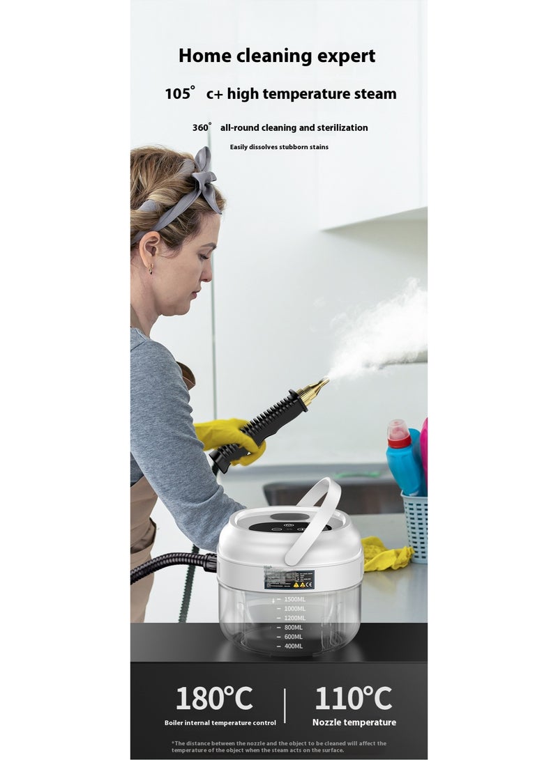 AiQi 1500ML Large Tank Handheld Steam Cleaner – 3-5BAR High Pressure, 105℃+ Steamer with 3 Brushes, 6-Speed Touch Control for Home/Car/Kitchen Deep Cleaning - Image 5