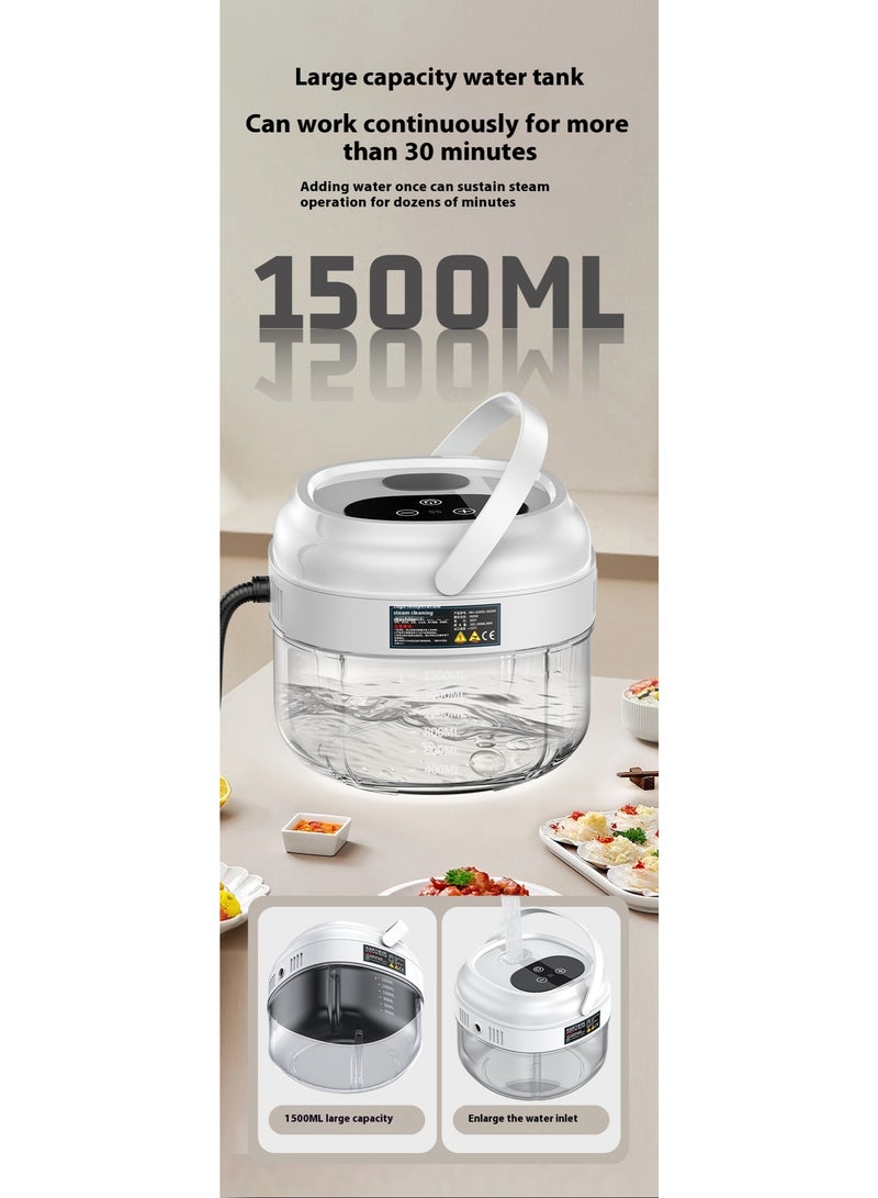 AiQi 1500ML Large Tank Handheld Steam Cleaner – 3-5BAR High Pressure, 105℃+ Steamer with 3 Brushes, 6-Speed Touch Control for Home/Car/Kitchen Deep Cleaning - Image 2