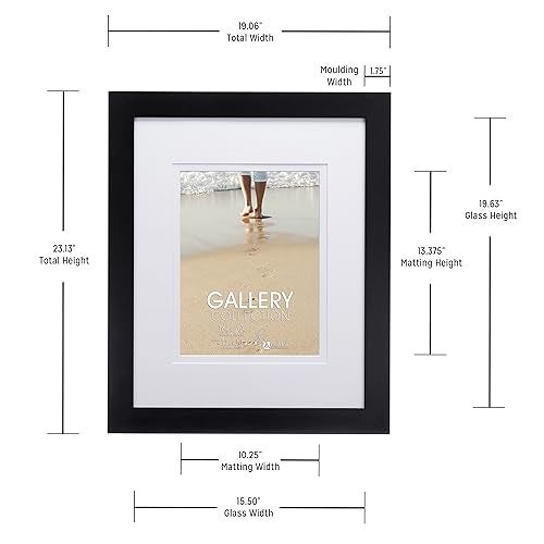 Malden 16x20 Matted Picture Frame - Made to Display Pictures 11x14 with Mat, or 16x20 without Mat -Black - Image 4