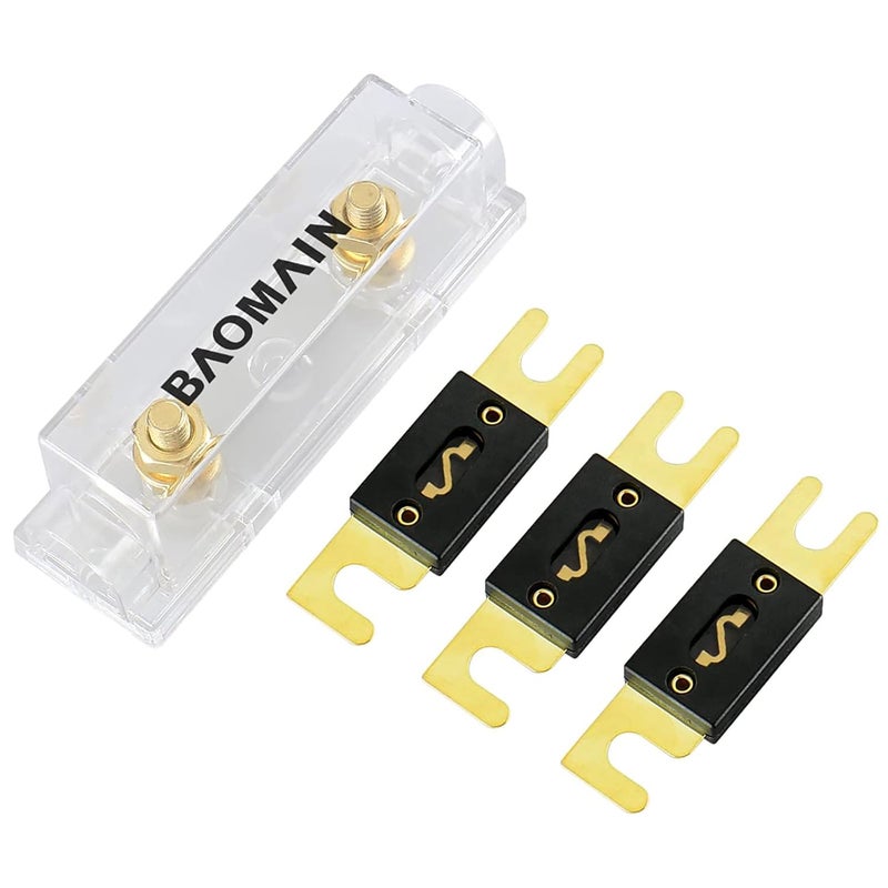 Baomain طقم حامل فيوز ANL 50A مع 3 فيوزات – لنظام الصوت في السيارة وأنظمة 12V/24V (50 أمبير) - Image 1