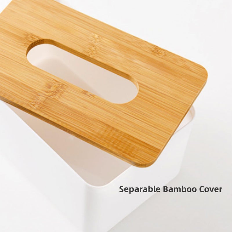 RUNMAY Wood Tissue Box Cover for Disposable Paper Facial Tissues, Wooden Rectangular Tissue Box Holder for Storage on Bathroom Vanity, Countertop, Bedroom Dresser, Night Stand, Desk - Image 2
