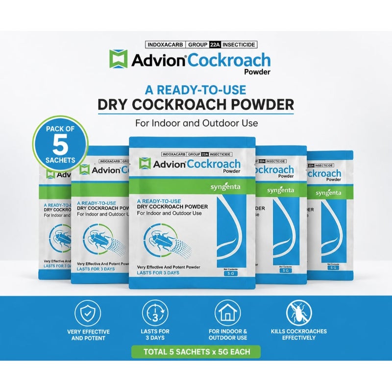 Advion Cockroach Powder 5g – Ready-to-Use Dry Cockroach Killer for Indoor & Outdoor Use 5 Sachets