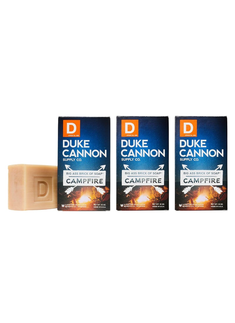 Duke Cannon Supply Co. Duke Cannon Big Brick of Soap - Campfire, Smoky Hickory Scent, American-Made, Large Size, 10 oz. (3 Pack) 
