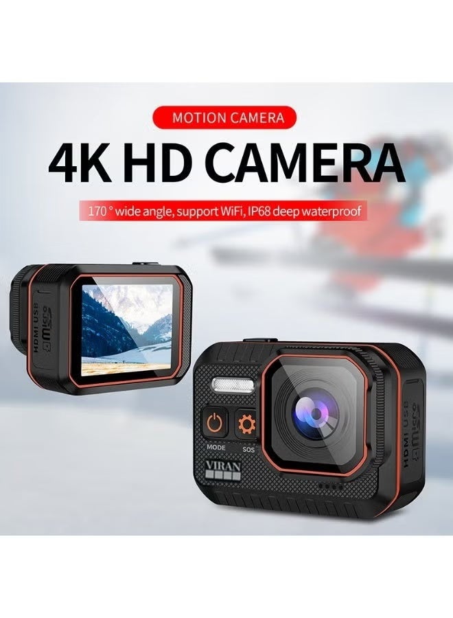 ڤِيران كاميرا حركة محمولة بدقة 4K فائقة، مقاومة للماء وبدون غلاف، كاميرا رياضية بدقة 1080P بسرعة 60 إطار في الثانية مع عدسة واسعة الزاوية تبلغ 170 درجة، مثالية للدراجات الخارجية والسفر والتسلق والسباحة والزلاجات والأنشطة المغامرة - Image 3
