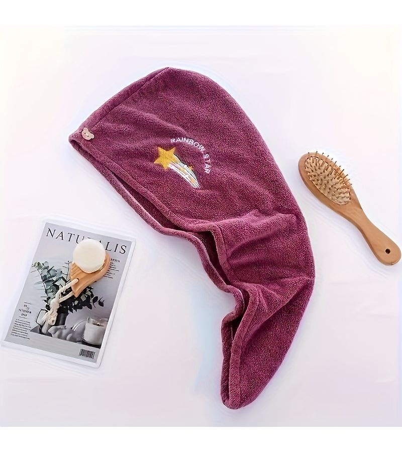 Purple Microfiber Hair Drying Towel Super Absorbent Quick Dry Shower Cap For Women Girls - Image 2