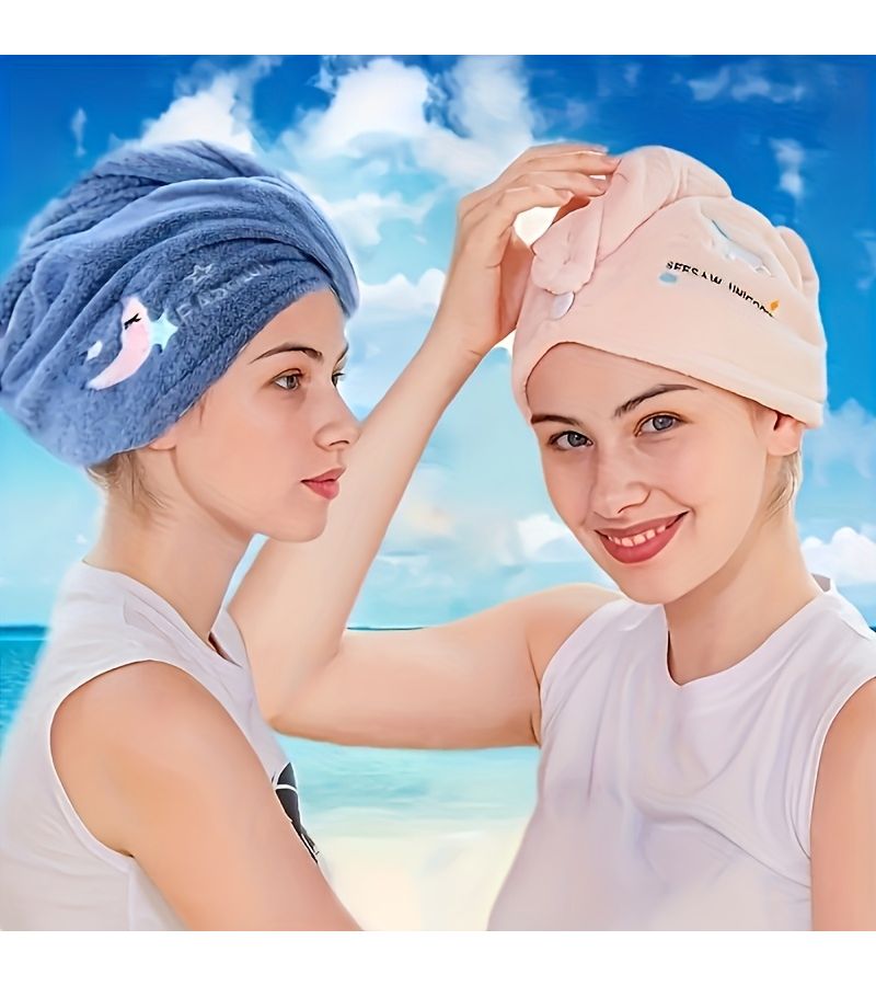 Purple Microfiber Hair Drying Towel Super Absorbent Quick Dry Shower Cap For Women Girls - Image 5
