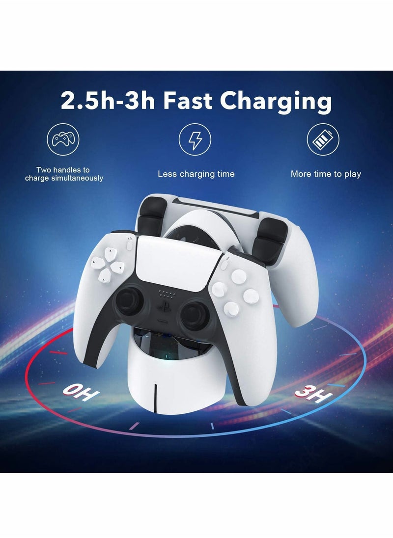 Y&D - PS5 Controller Charging Station Dual Charger Dock with LED Indicators for Sony Original Handle-White - Image 1