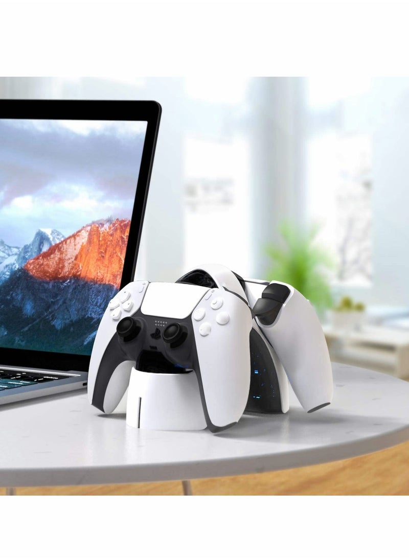Y&D - PS5 Controller Charging Station Dual Charger Dock with LED Indicators for Sony Original Handle-White - Image 1