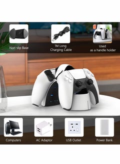 Y&D PS5 Controller Charging Station Dual Charger Dock with LED Indicators for Sony Original Handle-White  - Image 4