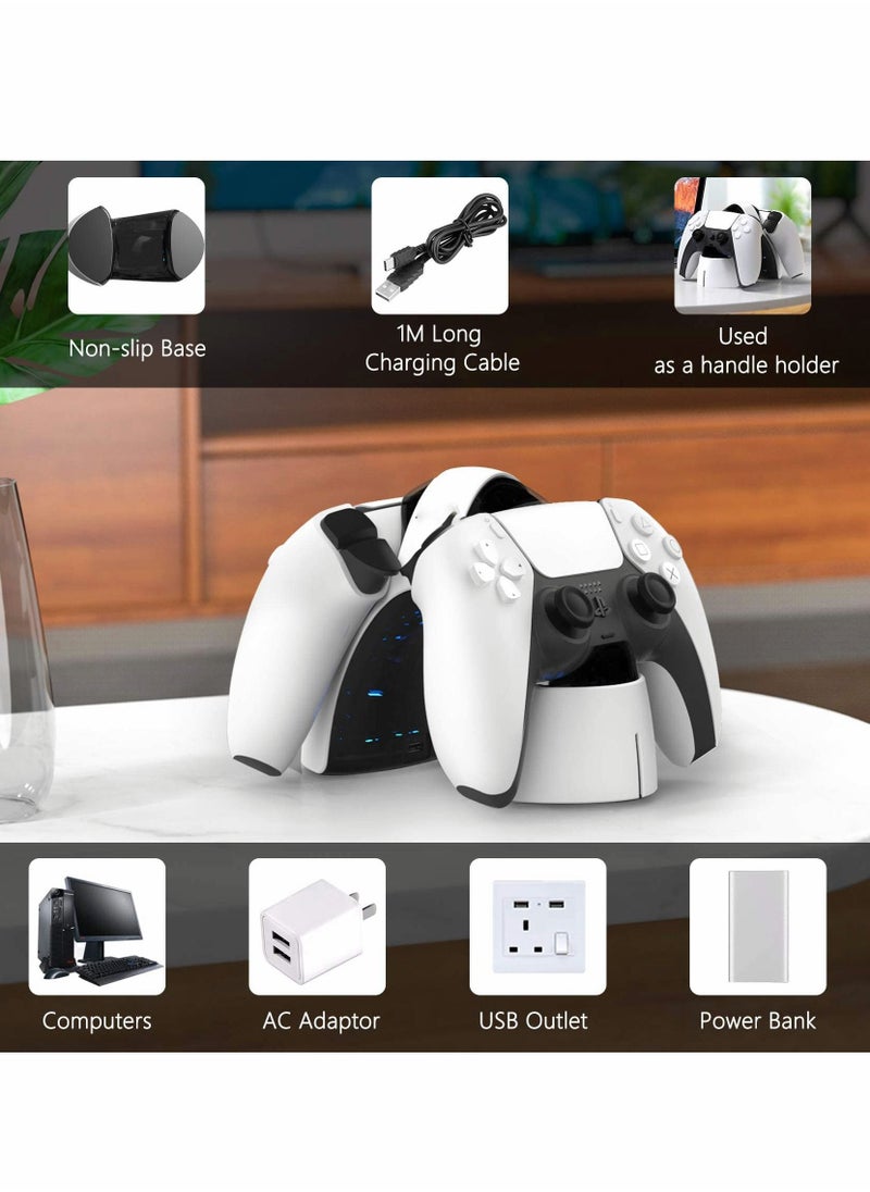 Y&D - PS5 Controller Charging Station Dual Charger Dock with LED Indicators for Sony Original Handle-White - Image 1