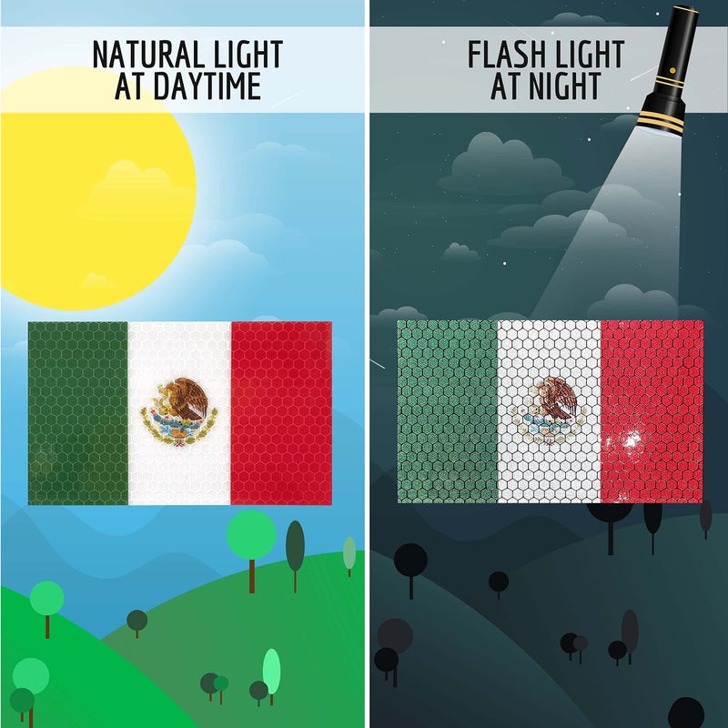 Venicor 3PC Reflective Mexico Flag Sticker - 5x3 Inches - Mexico Decal for Car Jeep Truck Automobile Window Bumper - Image 2