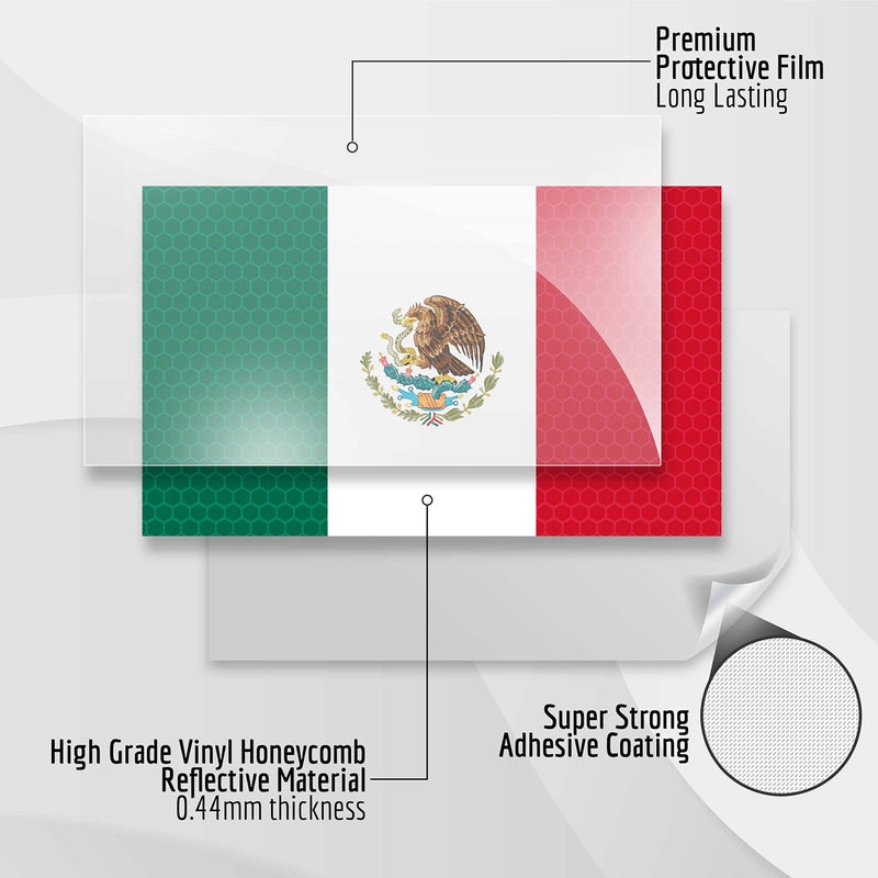 Venicor 3PC Reflective Mexico Flag Sticker - 5x3 Inches - Mexico Decal for Car Jeep Truck Automobile Window Bumper - Image 4