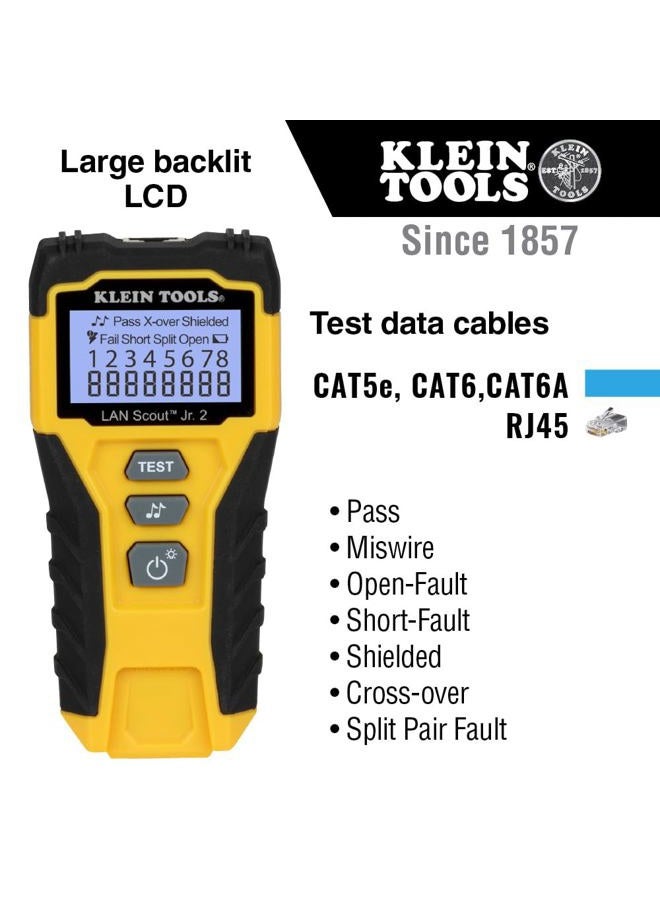Klein Tools Cable Tester, LAN Scout Jr. 2 Ethernet Cable Tester for CAT 5e, CAT 6/6A Cables with RJ45 Connections VDV526-200 - Image 2