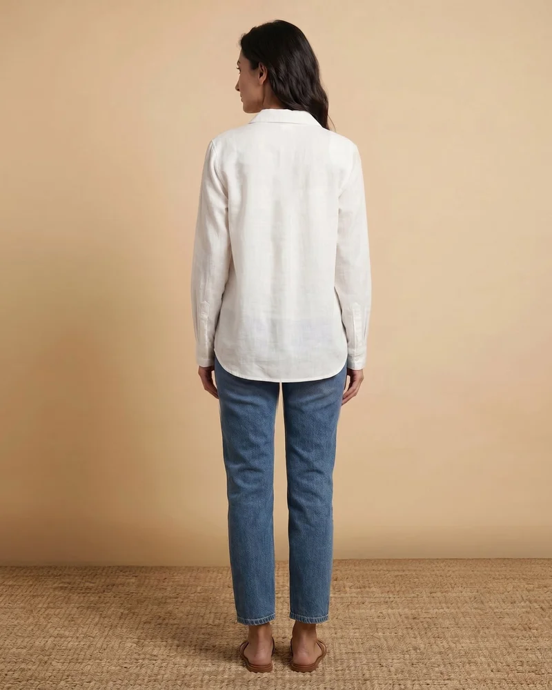 Nautica  Women Long Sleeve Viscose Shirt for Lightweight Comfort and Casual Daywear - White for Women | Best Price UAE