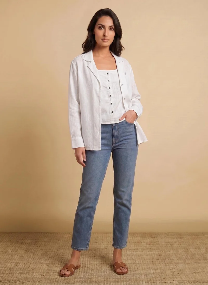 Nautica  Women Long Sleeve Viscose Shirt for Lightweight Comfort and Casual Daywear - White for Women | Best Price UAE