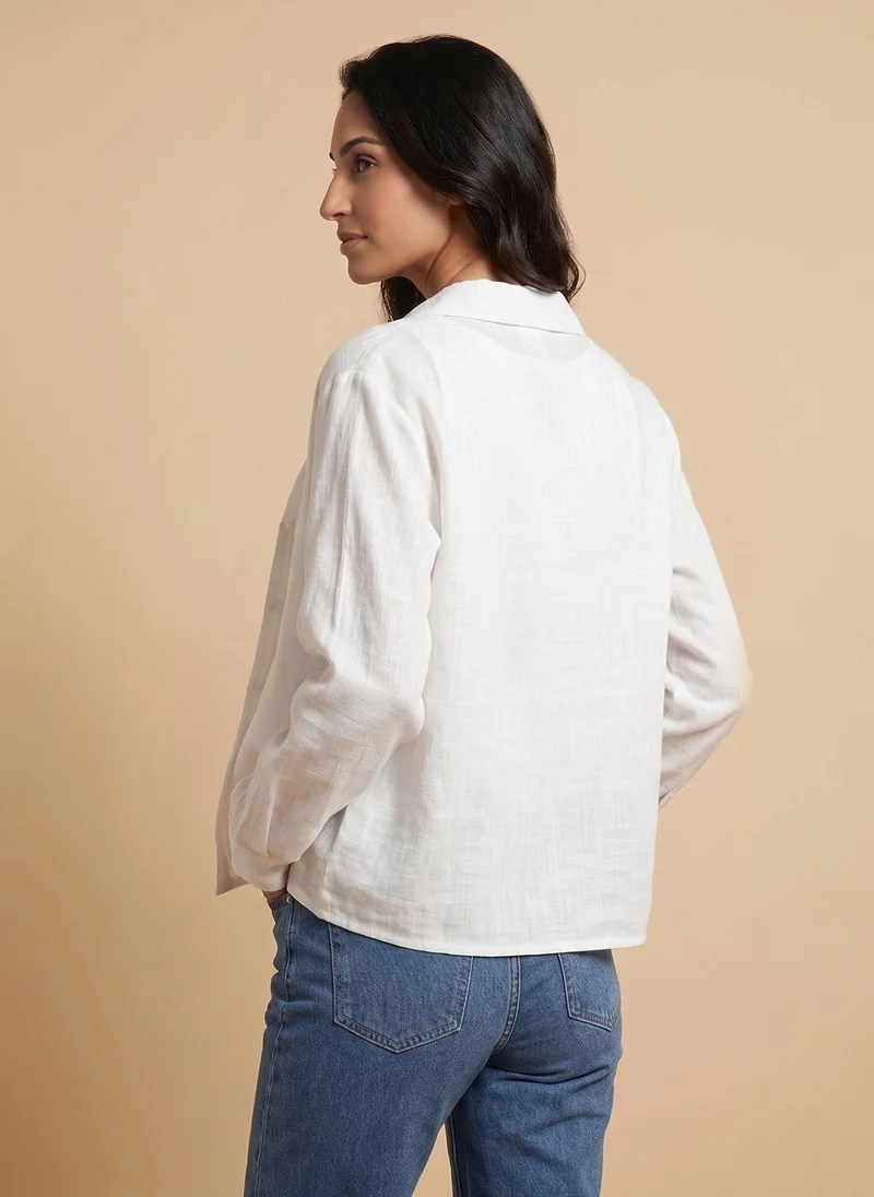Nautica  Women Long Sleeve Viscose Shirt for Lightweight Comfort and Casual Daywear - White for Women | Best Price UAE