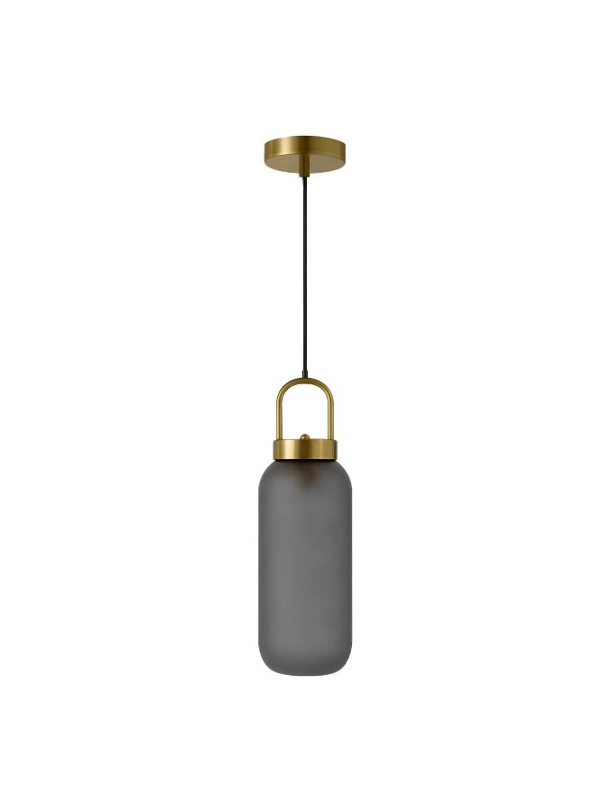 ALFRIDAY Elegant Cylinder Pendant Light, E27 Base, Frosted Glass Shade, Brass Accents, 2m Cord, Ideal for Dining, Bedroom & Living Room Accent - Image 1