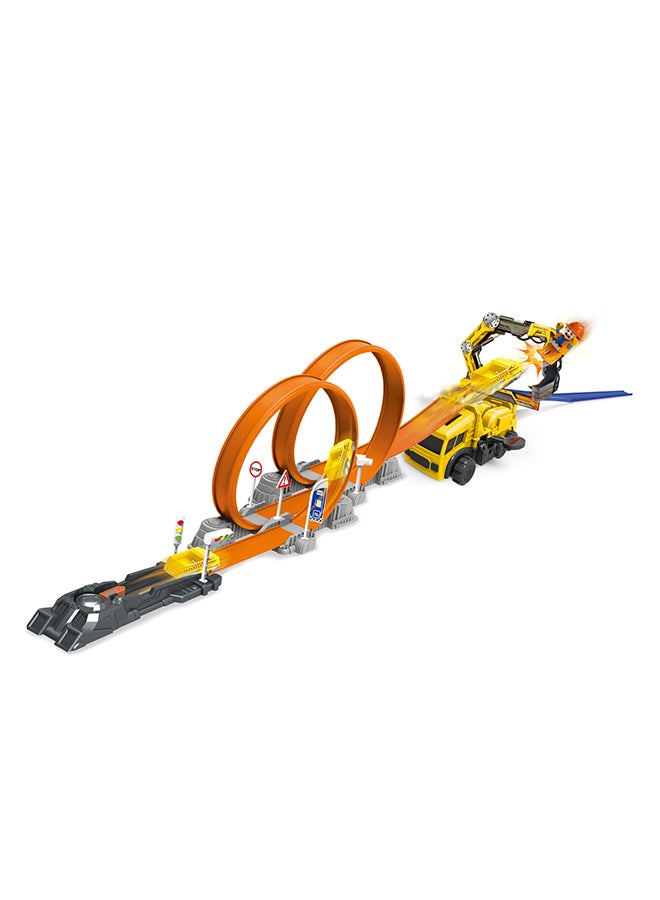 D-Power دي باور - مجموعة مسار الطرد وسيارة متغيرة الألوان | مسار بناء مجاني بنفسك، قاذف حلقة 360، منصة الإطلاق | مجموعة 62 قطعة، للأطفال من سن 3 سنوات فما فوق - Image 1