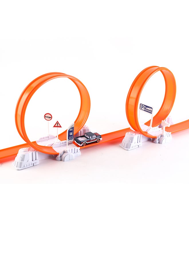 D-Power دي باور - مجموعة مسار الطرد وسيارة متغيرة الألوان | مسار بناء مجاني بنفسك، قاذف حلقة 360، منصة الإطلاق | مجموعة 62 قطعة، للأطفال من سن 3 سنوات فما فوق - Image 2