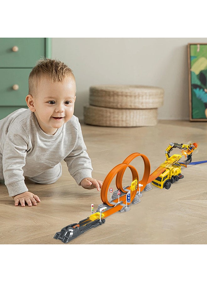 D-Power دي باور - مجموعة مسار الطرد وسيارة متغيرة الألوان | مسار بناء مجاني بنفسك، قاذف حلقة 360، منصة الإطلاق | مجموعة 62 قطعة، للأطفال من سن 3 سنوات فما فوق - Image 4